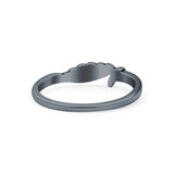 Wing Ring Oxidized Band Solid 925 Sterling Silver Thumb Ring (5mm)