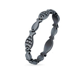 Fish Ring Oxidized Band Solid 925 Sterling Silver Thumb Ring (3mm)