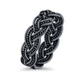Bali Braid Ring Oxidized Band Solid 925 Sterling Silver Thumb Ring (6mm)