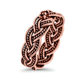 Bali Braid Ring Oxidized Band Solid 925 Sterling Silver Thumb Ring (6mm)