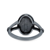 Miraculous Medal Ring Oxidized Band Solid 925 Sterling Silver Thumb Ring (13mm)