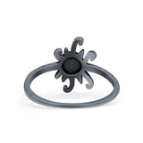 Sun Ring Oxidized Band Solid 925 Sterling Silver Thumb Ring (13mm)