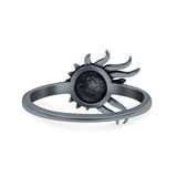 Sun Ring Oxidized Band Solid 925 Sterling Silver Thumb Ring (11mm)
