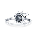 Sun Ring Oxidized Band Solid 925 Sterling Silver Thumb Ring (11mm)