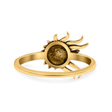 Sun Ring Oxidized Band Solid 925 Sterling Silver Thumb Ring (11mm)