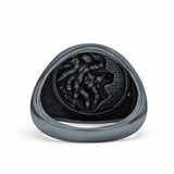 Lion Ring Oxidized Band Solid 925 Sterling Silver Thumb Ring (17mm)