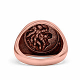Lion Ring Oxidized Band Solid 925 Sterling Silver Thumb Ring (17mm)