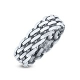 Braided Rounded Weave Knot Innovative Fashion Oxidized Band Solid 925 Sterling Silver Thumb Ring (6mm)