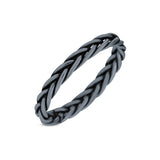 Braided Dainty Criss Cross Celtic Trending Oxidized Ring Band Solid 925 Sterling Silver Thumb Ring (2.7mm)