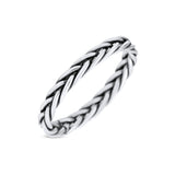 Braided Dainty Criss Cross Celtic Trending Oxidized Ring Band Solid 925 Sterling Silver Thumb Ring (2.7mm)