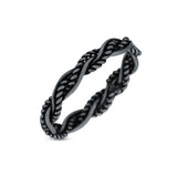 Iconic Braided Double Twisted Rope Engraved Fascinating Oxidized Ring Band Solid 925 Sterling Silver Thumb Ring (3.5mm)