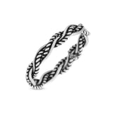 Iconic Braided Double Twisted Rope Engraved Fascinating Oxidized Ring Band Solid 925 Sterling Silver Thumb Ring (3.5mm)