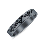 Mountain Ring Oxidized Band Solid 925 Sterling Silver Thumb Ring (3.5mm)