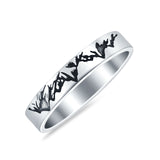 Mountain Ring Oxidized Band Solid 925 Sterling Silver Thumb Ring (3.5mm)