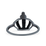 Royal Crown Ring Oxidized Band Solid 925 Sterling Silver Thumb Ring (11mm)