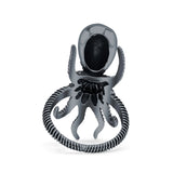 Octopus Ring Oxidized Band Solid 925 Sterling Silver Thumb Ring (30mm)