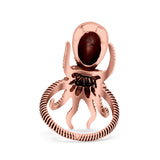 Octopus Ring Oxidized Band Solid 925 Sterling Silver Thumb Ring (30mm)