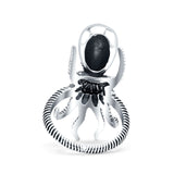 Octopus Ring Oxidized Band Solid 925 Sterling Silver Thumb Ring (30mm)