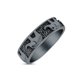 Elephant Filigree Animal Spinner Stylish Oxidized Band Thumb Ring (5.6mm)