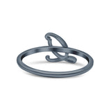 Initial Q Alphabet Letter Name Monogram Stackable Trendy Ring Band Solid 925 Sterling Silver Thumb Ring (8.6mm)