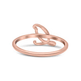Initial Q Alphabet Letter Name Monogram Stackable Trendy Ring Band Solid 925 Sterling Silver Thumb Ring (8.6mm)
