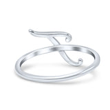 Initial T Alphabet Letter Name Monogram Stackable Statement Ring Band Solid 925 Sterling Silver Thumb Ring (10.1mm)