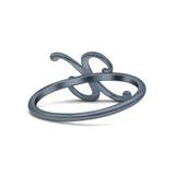 Initial X Alphabet Letter Name Monogram Fashion Band Thumb Ring (8.9mm)
