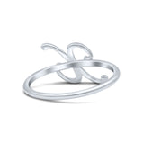 Initial X Alphabet Letter Name Monogram Fashion Band Thumb Ring (8.9mm)