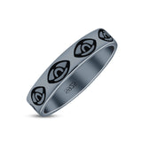 Delightful Eye Artisan Rounded Design Trendy Oxidized Band Solid 925 Sterling Silver Thumb Ring (3.8mm)