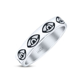 Delightful Eye Artisan Rounded Design Trendy Oxidized Band Solid 925 Sterling Silver Thumb Ring (3.8mm)