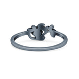 Attractive Rose Flower Of Love With Leaf Dainty Engraved Design Delightful Statement Oxidized Rose Ring Band Solid 925 Sterling Silver Thumb Ring (6.3mm)