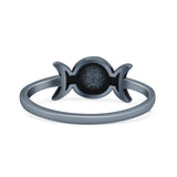 Crescent Half Moon Goddess Triple Statement Trending Oxidized Ring Band Solid 925 Sterling Silver Thumb Ring (6.2mm)
