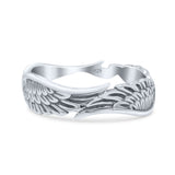Unique Vintage Wings Design Antique Feather Band Oxidized Band Solid 925 Sterling Silver Thumb Ring (5.4mm)