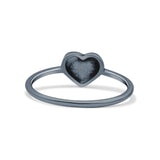 Dainty Small Heart Shape With Beach Ocean Wave Dolphin Engraved Scenery Trendy Oxidized Band Solid 925 Sterling Silver Thumb Ring (6.7mm)