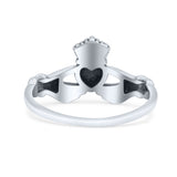 Traditional Irish Claddagh Celtic Knot Statement With Love Heart Design Oxidized Ring Band Solid 925 Sterling Silver Thumb Ring (9.9mm)