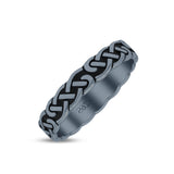 Antiquated Eternity Celtic Endless Knot Oxidized Circle Cultural Band Solid 925 Sterling Silver Thumb Ring (3.9mm)