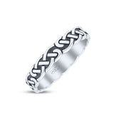 Antiquated Eternity Celtic Endless Knot Oxidized Circle Cultural Band Solid 925 Sterling Silver Thumb Ring (3.9mm)