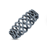 Stackable Iconic Cut Out Open Love Hearts Knot Statement Oxidized Fashion Band Solid 925 Sterling Silver Thumb Ring (4.8mm)