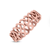 Stackable Iconic Cut Out Open Love Hearts Knot Statement Oxidized Fashion Band Solid 925 Sterling Silver Thumb Ring (4.8mm)