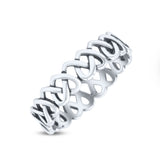 Stackable Iconic Cut Out Open Love Hearts Knot Statement Oxidized Fashion Band Solid 925 Sterling Silver Thumb Ring (4.8mm)