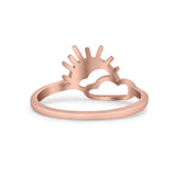 Attractive Sun and Cloud Plain Ring Ring Fascinating Oxidized Solid 925 Sterling Silver Thumb Band (10.4mm)