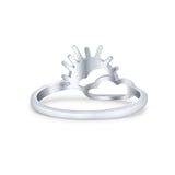 Attractive Sun and Cloud Plain Ring Ring Fascinating Oxidized Solid 925 Sterling Silver Thumb Band (10.4mm)