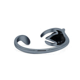 Open Cute Mouse Tail Adjustable Animal Fashion Design Oxidized Finish Band Solid 925 Sterling Silver Thumb Ring (6.8mm)