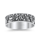 Desert Disign Traditional Oxidized Trending Band Ring Solid 925 Sterling Silver Thumb Ring (7mm)