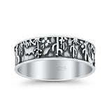 Desert Design Cactus Traditional Oxidized Trending Band Solid 925 Sterling Silver Thumb Ring 7mm
