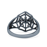 Vintage Cutout Spider Web Stylish Oxidized Statement Band Solid 925 Sterling Silver Thumb Ring (14.5mm)