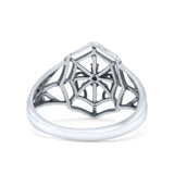 Vintage Cutout Spider Web Stylish Oxidized Statement Band Solid 925 Sterling Silver Thumb Ring (14.5mm)