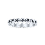 Stackable Attractive Eternity Rounded Oxidized Stars Engraved Promise Band Solid 925 Sterling Silver Thumb Ring (3mm)