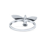 Dainty Sweet Flying Bird Designer Oxidized Statement Band Solid 925 Sterling Silver Thumb Ring (8.5mm)