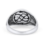 Iconic Celtic Snakes Triquetra Knot Artisan Oxidized Finish Statement Band Solid 925 Sterling Silver Thumb Ring (12mm)